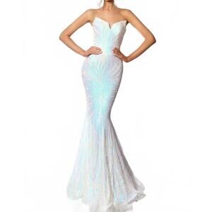 NEW PORTIA&SCARLETT foxy v-neckline floor-length dress in ivory